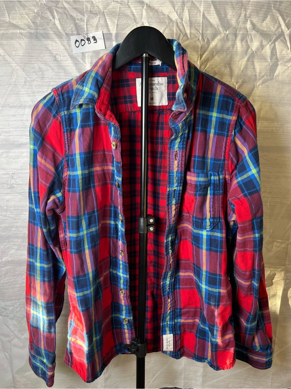 Abercrombie & Fitch Red and Blue Plaid Button-Down Shirt